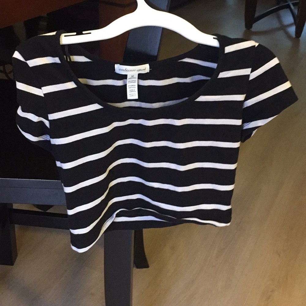 Stripped black and white top.